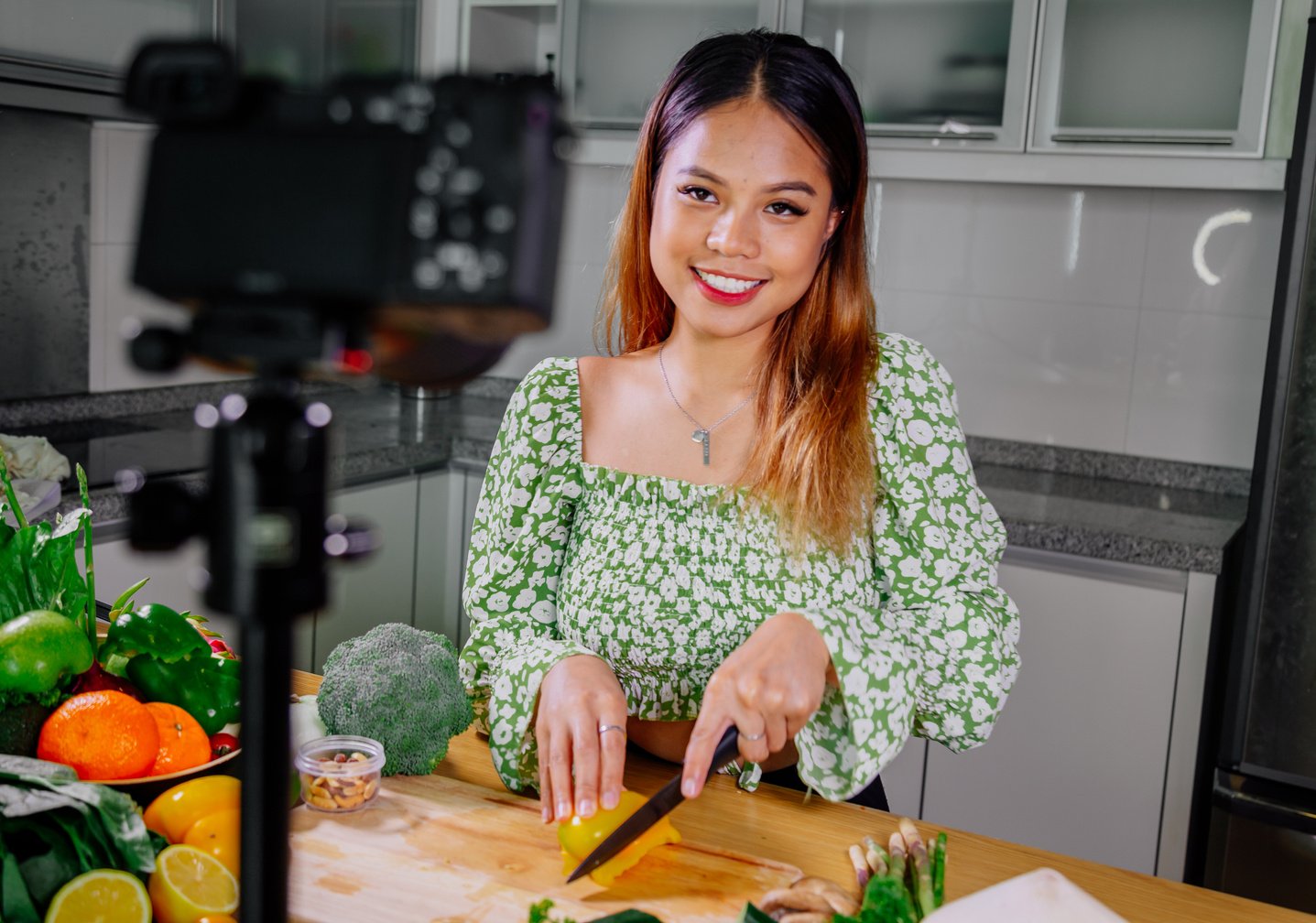 Content Creator Recording in the Kitchen